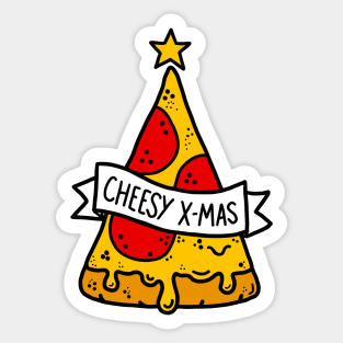 Cheesy X-Mas Pizza Slice Sticker